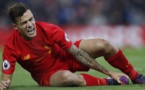 Liverpool : Philippe Coutinho absent six semaines pour sa blessure à la cheville droite
