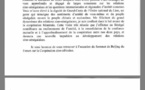 Document-Lettre de remerciements du Président chinois Xi Jinping à son homologue Macky Sall...