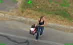 Vidéo-La course poursuite ahurissante d'une femme avec un bébé sur le siège arrière