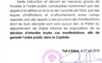 Urgent- Manifestation du vendredi 28 juin 2019 à la Place de la Nation: Le préfet prend position (Document)