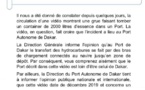 Chute d'un container de 2000 litres d’essence: Le Port autonome de Dakar précise