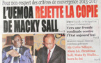 A la Une du Journal Le Quotidien du vendredi 18 janvier 2013