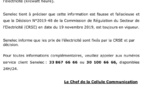 Hausse du prix de l'électricité: La SENELEC apporte des précisions (document)