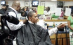 Le Président Barack Obama chez son coiffeur