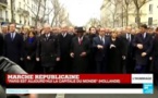 Manif' pour Charlie Hebdo: Les dirigeants internationaux applaudis par la foule lors de la Marche républicaine
