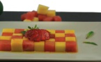 Salade de fruits damier au sirop de safran