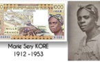 La femme qui est sur ce billet de 1000 FCFA et dont la photo est adjacente s’appelle Marie KORE.