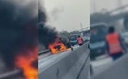 Autoroute à péage : Un minibus prend feu et paralyse le trafic