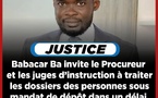Justice : Babacar Bâ invite le Procureur et les juges d’instruction, à traiter les dossiers des personnes sous mandat de dépôt...
