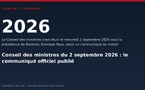 Conseil des ministres du 2 septembre 2026 : le communiqué officiel publié