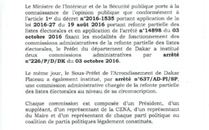 Le ministère de l’Intérieur fait des précisons sur les modalités de fonctionnement des commissions administratives de la refonte partielle des listes électorales