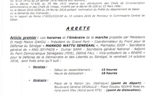 Le Préfet du Département de Dakar autorise la marche de Manko Wattu Senegaal