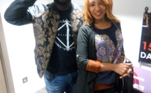 Viviane en compagnie de son manager Djidiak Diouf, Moustapha Dieng, dans les studios de Sony avec Barack Adams de Sexion d'assaut