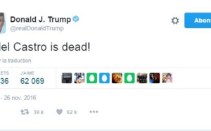 Donald Trump réagit au décès de Fidel Castro par un tweet laconique