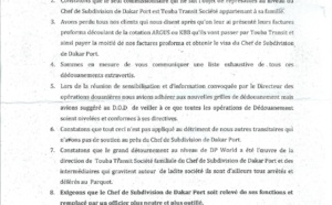 Mémorandum : Les transitaires engagent le bras de fer avec l'administration des Douanes 