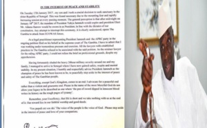Gambie: Edu Gomez, l'avocat de Yahya Jammeh s'est réfugé hier (mardi) au Sénégal et lui envoie une lettre