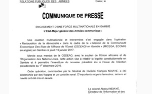 GAMBIE - Opération "restauration de la démocratie", les précisions de la DIRPA