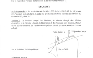 Urgent: les élections législatives se dérouleront le 30 juillet 2017 (Décret)