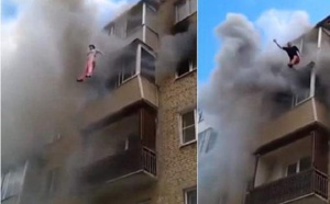 Vidéo-Il jette ses enfants du cinquième étage pour les sauver des flammes