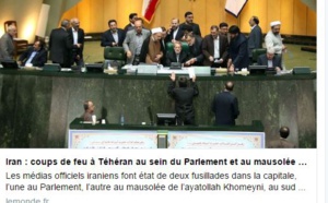 Iran : coups de feu à Téhéran au sein du Parlement et au mausolée de Khomeyni