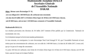 Iba Der Thiam rend le reste de sa dotation en carburant d’une valeur de 1,5 million