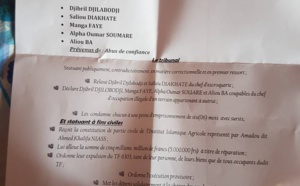 Occupation illégale d'un terrain appartenant à autrui du TF 6303 : le tribunal avait ordonné l'expulsion en faveur d'Ahmad Khalifa Niasse