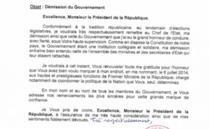 La lettre de démission du Premier ministre sortant (document)