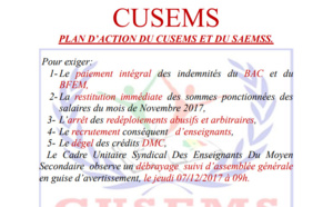 Grève – le CUSEMS et le SAEMS boudent les classes jeudi