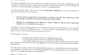 « Karim Wade et Cie ont été entièrement déboutés par le Tribunal de Monaco » persistent et signent les avocats de l’Etat du Sénégal  