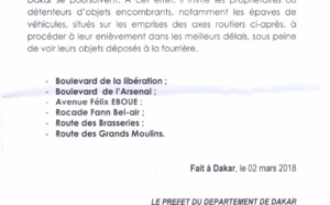 Communiqué du préfet de Dakar : la décongestion des axes routiers desservant le Port de Dakar, se poursuit