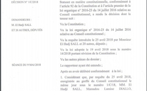 Recours de l’opposition contre la loi sur le parrainage: Les “7 sages” se déclarent “incompétents”