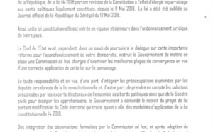 Les précisions du ministre de l'Intérieur: « La loi sur le parrainage était accompagnée d'une modification du Code électoral, mais elle est déjà promulguée... »