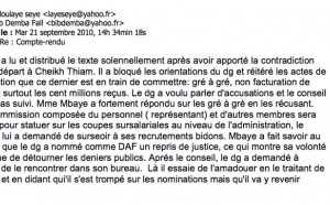 Un complot contre le Dg du « Soleil »