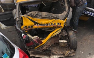 Foire : Un car Ndiaga Ndiaye fonce et réduit en miettes un taxi