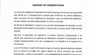 Rapport de présentation du Décret 2018 1888 réglementant les commerces de grande distribution au Sénégal (document)