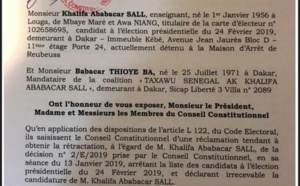 Invalidation de sa candidature au Conseil constitutionnel : l'intégralité du recours de Khalifa Sall (Document)