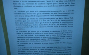 Documents: Découvrez les raisons de l'invalidation des candidatures de Karim Wade et Khalifa Sall