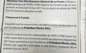 Var: Quand Siré Dia utilisait l’en-tête de la Poste pour faire passer un communiqué de l'APR