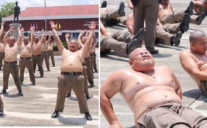  les policiers thaïlandais en surpoids envoyés dans un camp d’entraînement pour perdre du poids