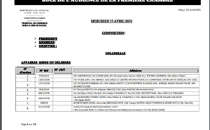 ROLE DE L'AUDIENCE DE LA PREMIERE CHAMBRE DU TRIBUNAL DE COMMERCE