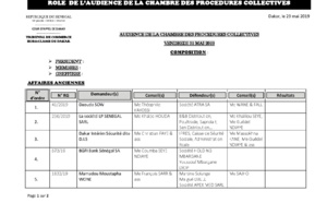 Rôle de l'audience de la Chambre des Procédures Collectives de ce vendredi 31 mai 2019