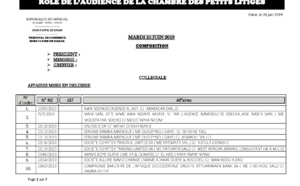 Audiences de la Chambre des Petits Litiges de ce mardi 25 juin 2019