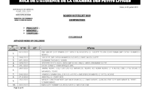 Tribunal du Commerce : Audiences de la Chambre des Petits Litiges de ce mardi 2 juillet 2019