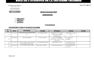 Tribunal du Commerce: Audiences de la 2e Chambre de ce jeudi 7 juillet 2019