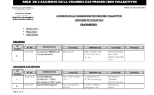 Audiences de la Chambre des Procédures Collectives de ce vendredi 5 juillet 2019