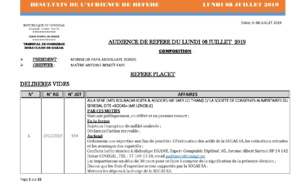 Tribunal du Commerce: Délibérés Audiences des Référés du lundi 8 juillet 2019
