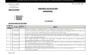 Tribunal du Commerce: Audiences de la Première Chambre de ce mercredi 24 juillet