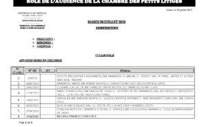 Tribunal du Commerce: Audiences de la Chambre des Petits Litiges de ce mardi 30 juillet