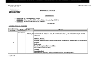 Tribunal du Commerce: Délibérés des Audiences du mercredi 7 août 2019