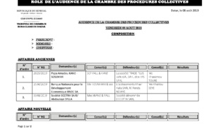 Tribunal du Commerce: Audiences de la Chambre des Procédures Collectives de ce vendredi 9 août